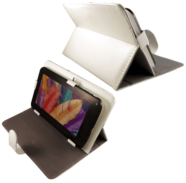 Housse Tablette Tactile 7' Universelle Simili Cuir Mode Paysage Portrait Blanc Faux cuir YONIS