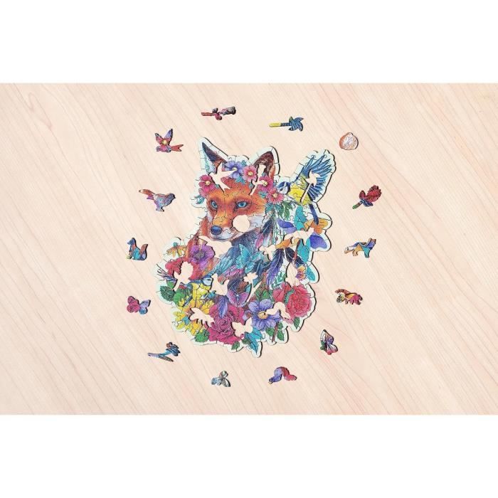 Puzzle en Bois Renard Coloré - 150 Pièces avec Figurines Uniques - Neuf