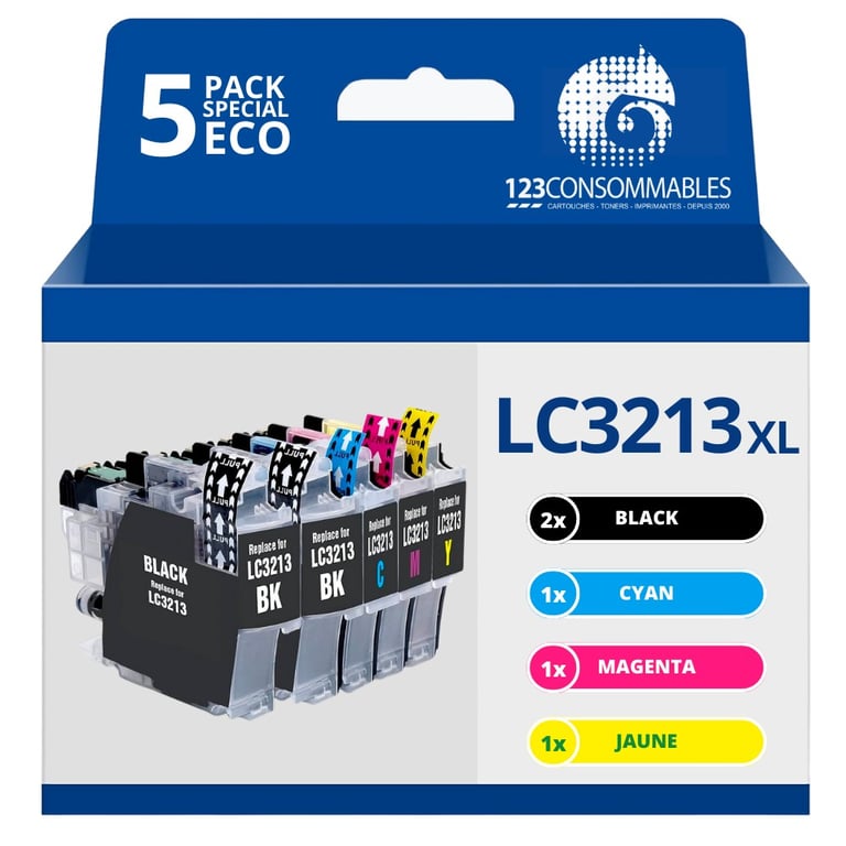 Pack 5 cartouches compatibles BROTHER LC 3213 Neuf