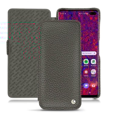Housse cuir Samsung Galaxy S10 5G -  - Gris - Cuir grainé