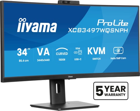 iiyama ProLite XCB3497WQSNPH-B1 écran plat de PC 86,4 cm (34'') 3440 x 1440 pixels UltraWide Quad HD LED Noir