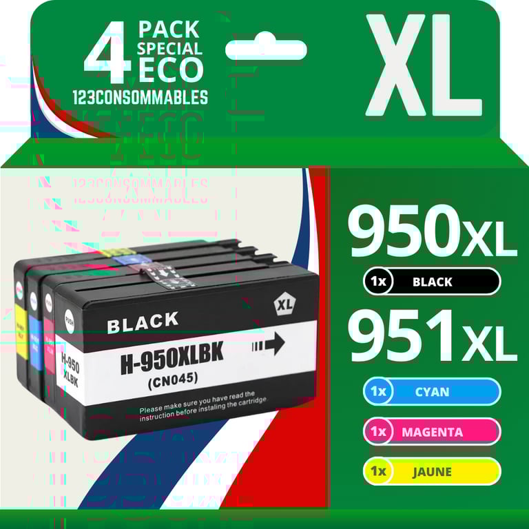 123CONSOMMABLES 950XL 951XL Cartouches d'encre compatible avec HP 950XL 951XL pour HP Officejet Pro 8600 8620 8610 8100 8615 8625 8630 8640 251dw 276dw Neuf - vue 9
