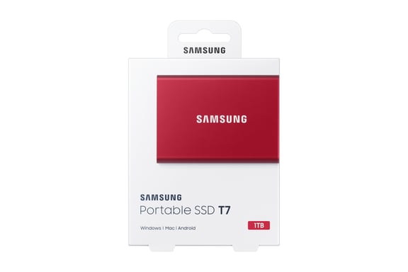 SSD EXT SAMSUNG T7 1TO rojo metálico USB 3.2 Gen 2 MU-PC1T0R/WW
