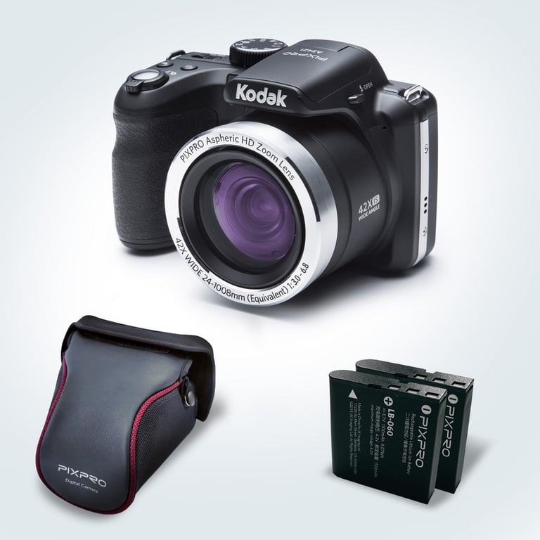 KODAK Pixpro AZ421 Pack Appareil + Housse + 2 batteries - Appareil Photo  Bridge Numérique, Zoom optique 42X, Grand angle de 24 mm, 16 Mpixels, LCD  3, Vidéo HD 720p, OIS, Batterie Li-ion - Noir - Kodak