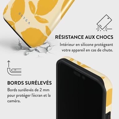 Burga Funda para iPhone 15 Pro Tough A prueba de golpes Modelo Lemon Tart Amarillo