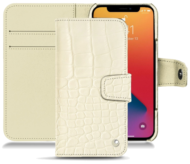 Housse cuir Apple iPhone 13 Pro Max - Rabat horizontal portefeuilleBlanc