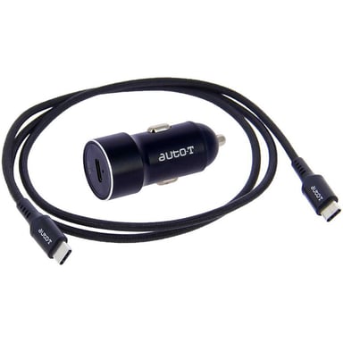 Kit chargeur auto USB-C AUTO-T 540225 20W (5A) 12/24V + câble USB-C 1m anthracite