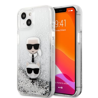 Karl Lagerfeld KLHCP13SKICGLS Funda protectora para iPhone 13 Mini 5,4' Motivo Karl&Choupette Cabeza Plata