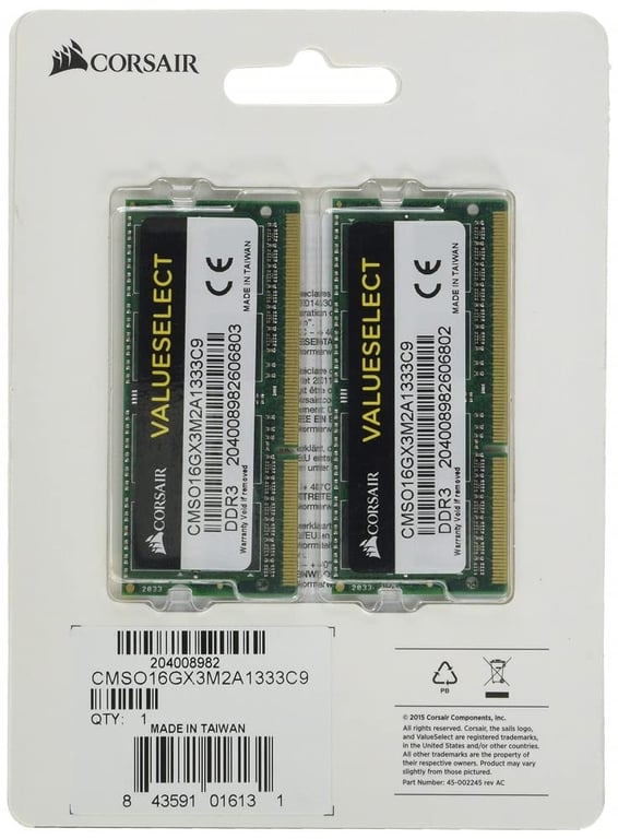 Corsair 2x 8GB DDR3 DIMM module de mémoire 2 x 8 Go 1333 MHz Neuf - vue 2