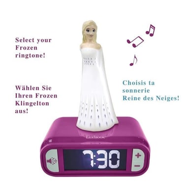 Reloj despertador con luz nocturna 3D Lexibook Snow Queen Elsa y efectos de sonido