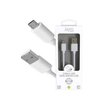 Câble USB vers Micro-USB 2.4A - 1,5 mètres - Collection POP - Blanc