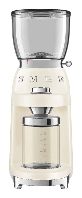 Smeg CGF11CREU appareil à moudre le café 150 W Crème, Transparent - Neuf