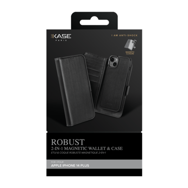 Etui & Coque robuste magnétique 2-en-1 pour Apple iPhone 14 Plus, Noir Onyx