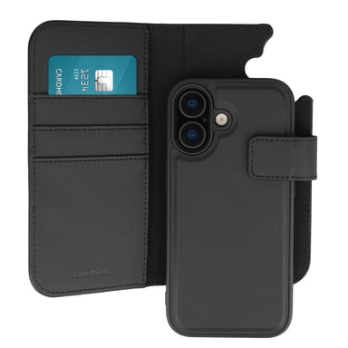 imoshion Étui portefeuille luxe 2-en-1 amovible pour Apple iPhone 16 - Noir