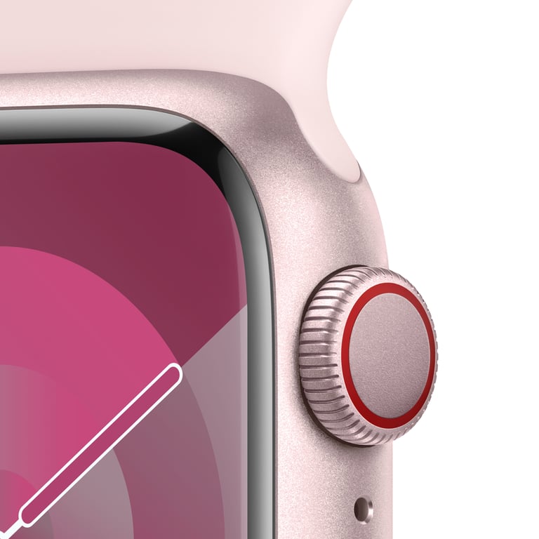Watch Series 9 GPS + Cellulaire, boitier en aluminium de 41 mm avec boucle en caoutchouc, Rose - Bon état