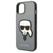 Funda Karl Lagerfeld para iPhone 14 Plus 6.7'' Funda rígida plateada Saffiano Karl`s Head Patch