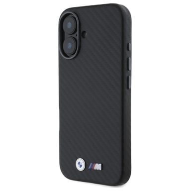 Étui BMW pour iPhone 16 6.1'' noir étui rigid Carbon Wrapped Metal