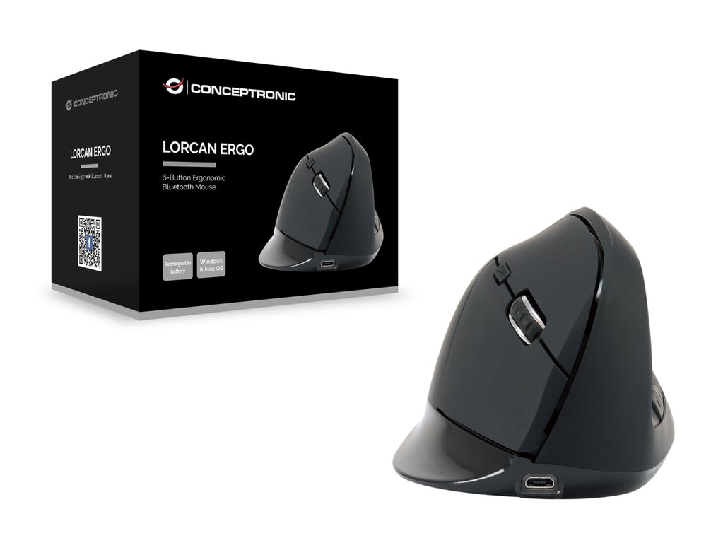 Souris Ergonomique Conceptronic LORCAN03B – Bluetooth 1600 DPI, 6 Boutons - vue 6