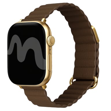 imoshion Bracelet magnétique en cuir synthétique pour Apple Watch | 38/40/41/42 mm - Marron