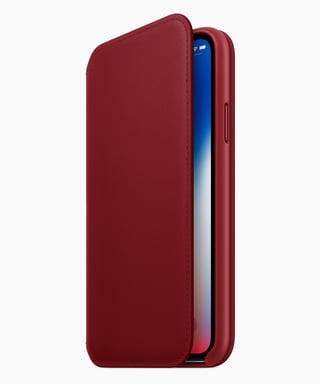 Étui en cuir pour iPhone X Rouge