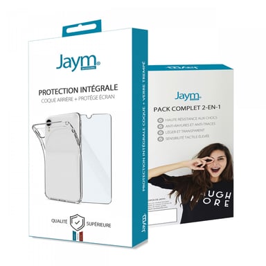 JAYM - Pack Completo Carcasa + Cristal para Samsung Galaxy S22 - Carcasa blanda transparente y resistente + Cristal protector reforzado - Plano 2.5D