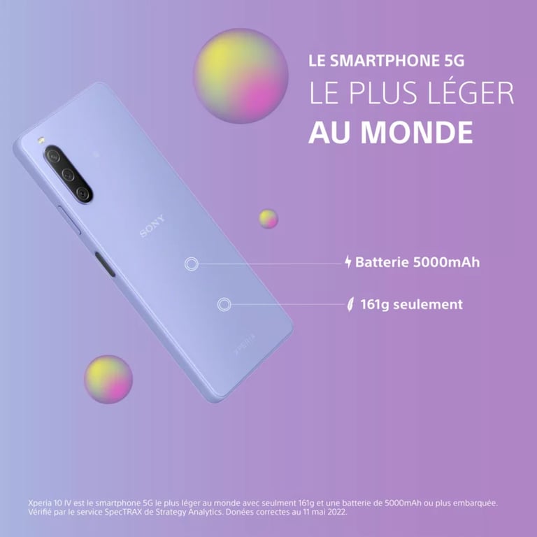 Sony Xperia 10 IV 5G Lavande - vue 3