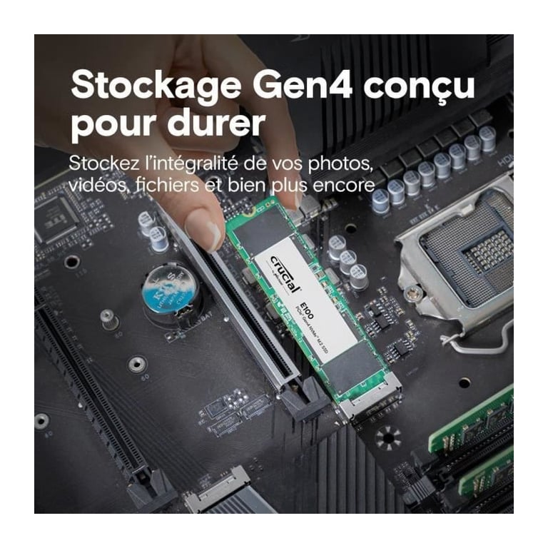 Crucial E100 .2 PCIe NVMe 480 Go - vue 3