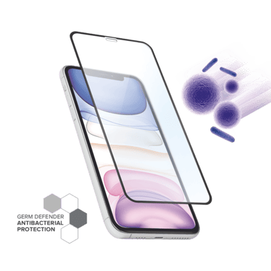 Protection d'écran antibactérienne en verre trempé ultra-résistant à bords incurvés pour Apple iPhone XS Max/11 Pro Max, Noir