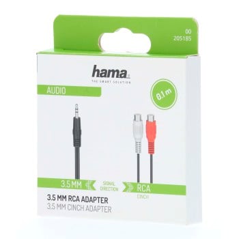 Hama 00205185 câble audio 0,1 m 2 x RCA 3,5mm Noir