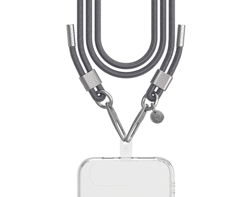 Force Case Correa universal para hombro Smartphone de doble gancho con sistema de fijación Gris