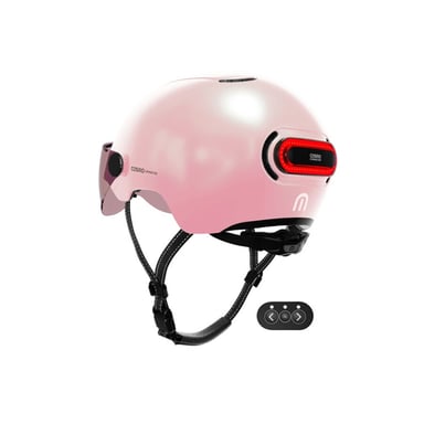 Cosmo Fusion+ Taille M, Rose Brillant - Casque avec éclairage Vélo Arrière Intelligent et Connecté - Assurance Individuelle ALLIANZ offerte durant 1 an