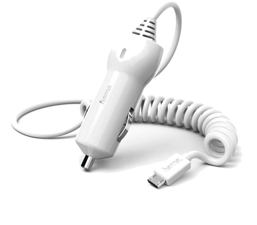 Chargeur pour voiture, micro-USB, 1,2 A, blanc