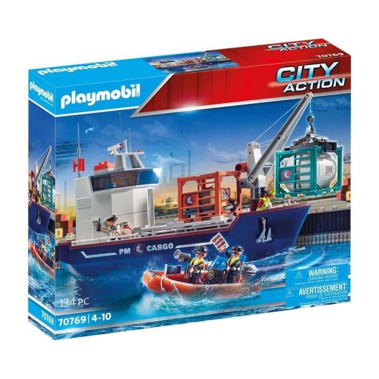 PLAYMOBIL 70769 Grand cargo avec bateau de douaniers Neuf