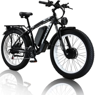 Vélo électrique KETELES K800, moteur 2000W, batterie 48V 23Ah, vitesse maximale 50 km/h, autonomie 100 km, pneus 26*4,0 pouces, noir et blanc.