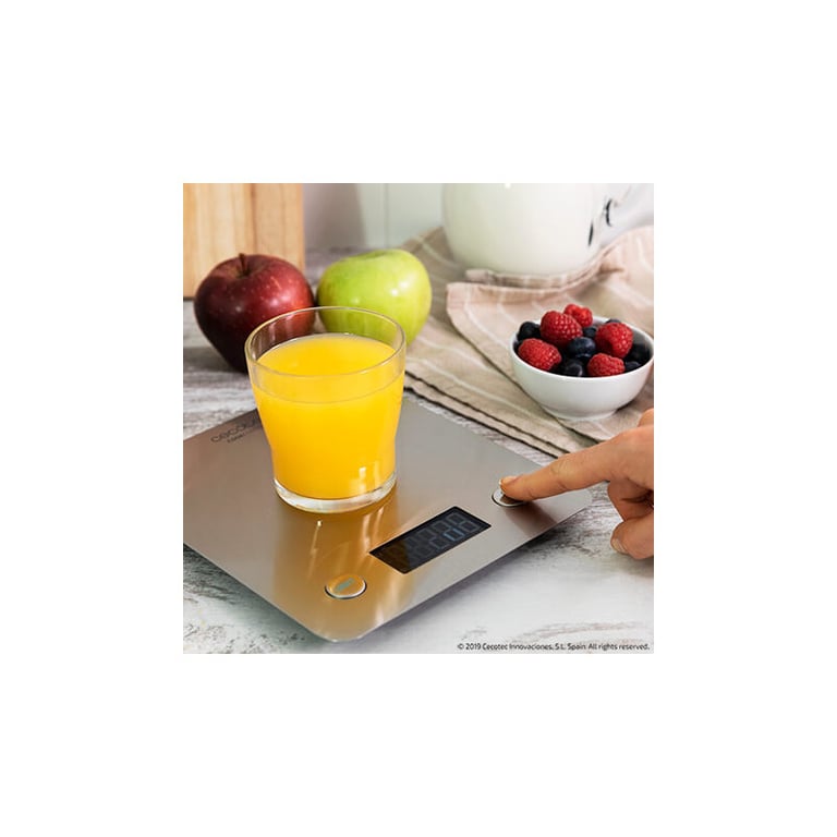 Balance De Cuisine Connectée Cecotec Cookcontrol 10000 5 Kg Lcd Finissions En Acier Inox Précision D'1 G Capacité De 5kg Écran Lcd Revêtement Anti Empreintes Design Extra Plat - vue 3