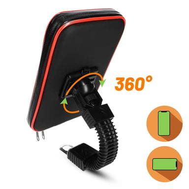 LinQ Soporte para Moto + Funda impermeable Universal Smartphone 6,3'' Máx Negro