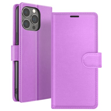 Zanaé Funda tipo cartera para iPhone 13 Pro con soporte y lengüeta magnética Violeta