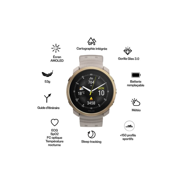 Montre connectée Polar Vantage M3 44 mm Bluetooth avec bracelet silicone - vue 7