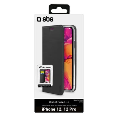 SBS TEBKLITEIP12MK coque de protection pour téléphones portables 15,5 cm (6.1'') Étui avec portefeuille Noir Apple iPhone 12/12 Pro