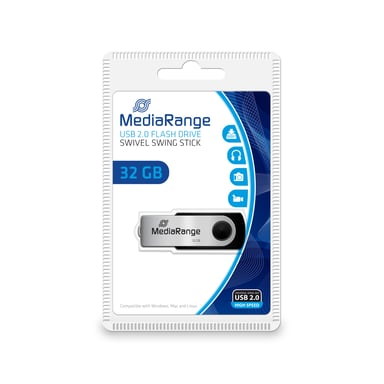 MediaRange MR911 lecteur USB flash 32 Go USB Type-A / Micro-USB 2.0 Noir, Argent