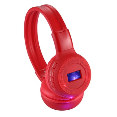 Casque Audio Sans Fil Stéréo Écran LCD Lecteur Voyant Lumineux Radio Fm Rouge YONIS