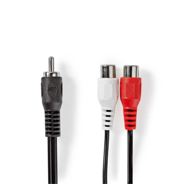 Nedis Câble Subwoofer Rca 0.20m Mâle Vers 2xrca Femelle Connexion Stable Noir