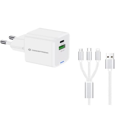 Conceptronic ALTHEA16W chargeur d'appareils mobiles Universel Blanc Secteur Charge rapide Intérieure
