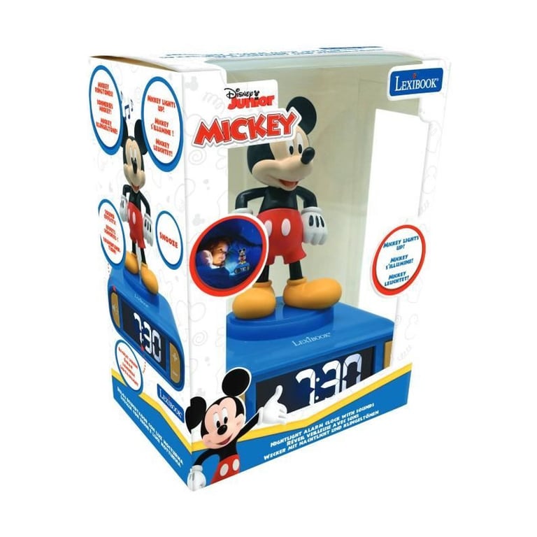 Réveil digital avec veilleuse lumineuse Mickey en 3D et effets sonores - Neuf