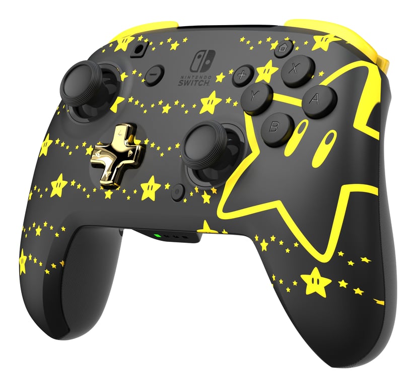 PDP REMATCH GLOW Manette de jeu Nintendo Switch, Nintendo Switch OLED, Noir, Jaune - Neuf
