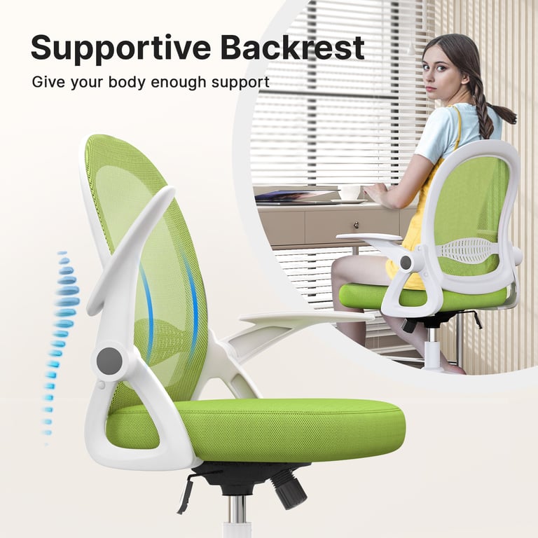 Chaise de bureau ergonomique en maille avec dossier moyen accoudoirs relevables soutien lombaire et fonction pivotante Neuf - vue 3