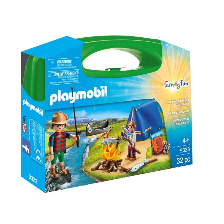 PLAYMOBIL 9323 Valisette Campeurs, Sports et Action, 2 personnages, tente, canoë et accessoires, 32 pieces, Des 4 ans - Neuf