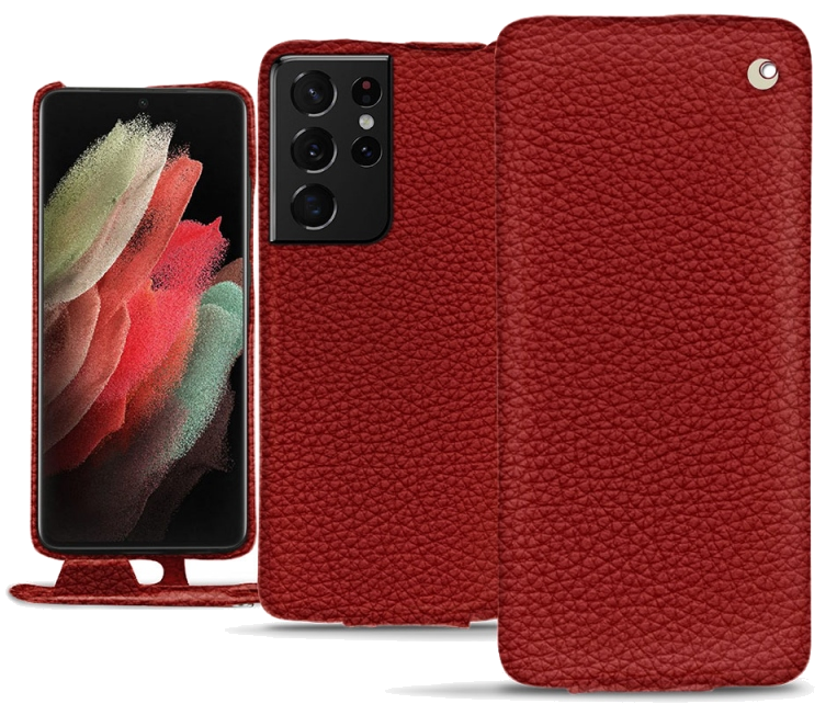 Housse cuir Samsung Galaxy S21 Ultra - Rabat verticalRouge