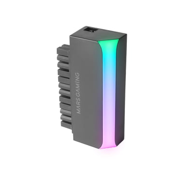 Mars Gaming MCA-L24, Adaptador ATX 24 PIN a 90°, Iluminación 5V 3-PIN ARGB, Adaptador de Alimentación para Placas Base, Instalación Plug & Play, Compatibilidad Universal, Negro