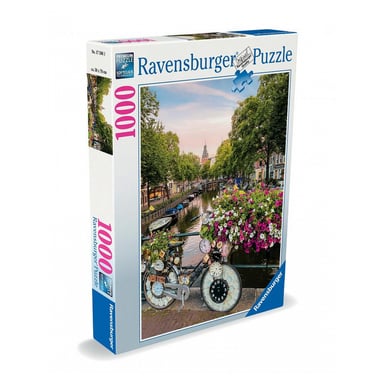 Puzzle de 1000 piezas - Bicicletas y flores en Ámsterdam, relajación y diversión